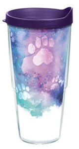 tervis paw prints made in usa double walled insulated tumbler travel cup keeps drinks cold & hot, 24oz, classic