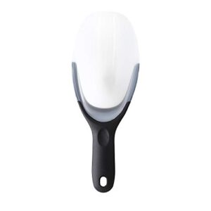 spring chef magnetic ice scoop, contoured translucent flexi-plastic with soft grip handle for ice, flour, rice, popcorn, pet food, black