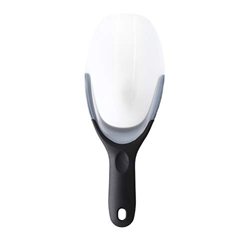 Spring Chef Magnetic Ice Scoop, Contoured Translucent Flexi-Plastic with Soft Grip Handle for Ice, Flour, Rice, Popcorn, Pet Food, Black