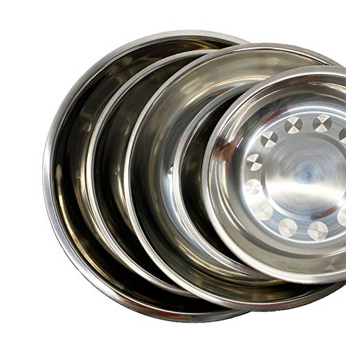 kathson Stainless Steel Whisker Relief Cat Bowl, 4 pcs Shallow and Wide Bowls, Pet Cat & Dog Feeding Large Dishes Fits with Elevated Stands Pet Bowl Stand (7.00 Inch Dia.)