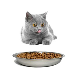 kathson Stainless Steel Whisker Relief Cat Bowl, 4 pcs Shallow and Wide Bowls, Pet Cat & Dog Feeding Large Dishes Fits with Elevated Stands Pet Bowl Stand (7.00 Inch Dia.)