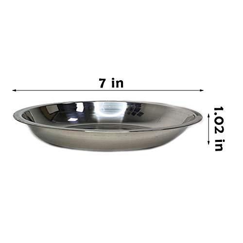 kathson Stainless Steel Whisker Relief Cat Bowl, 4 pcs Shallow and Wide Bowls, Pet Cat & Dog Feeding Large Dishes Fits with Elevated Stands Pet Bowl Stand (7.00 Inch Dia.)