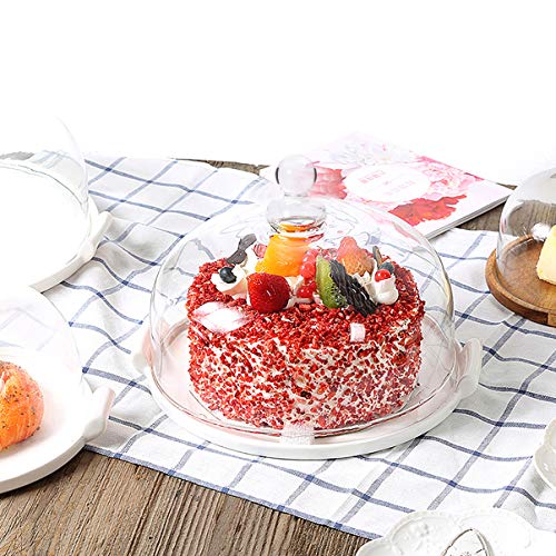 Cabilock Glass Cake Dome Cake Cover Tall Cheese Desert Cloche Dessert Display Cloche Bell Jar Display Dome Snack Fruit Server Salad Dome Transparent (5.9x5.7 inch)