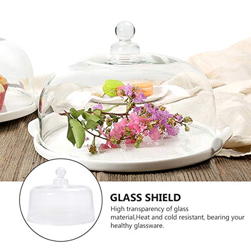 Cabilock Glass Cake Dome Cake Cover Tall Cheese Desert Cloche Dessert Display Cloche Bell Jar Display Dome Snack Fruit Server Salad Dome Transparent (5.9x5.7 inch)
