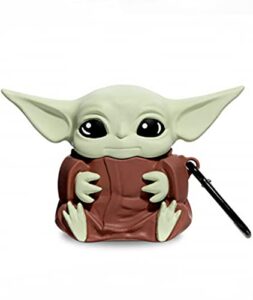generic2 cute airpod 1&2 case, silicone cover with keychain [baby yoda]