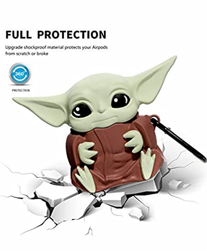 Generic2 Cute AirPod 1&2 Case, Silicone Cover with Keychain [Baby Yoda]