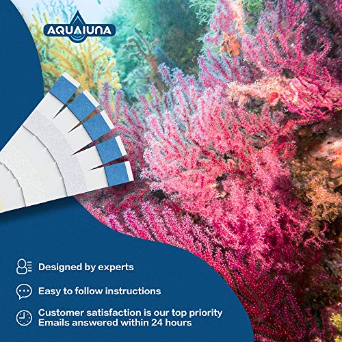 AQUALUNA Aquarium Test Strips 6 in 1 for Freshwater and Saltwater- Fish Tank Test Kit Monitoring Level of pH, Nitrate, Nitrite, General Hardness, Free Chlorine and Carbonate-100 Counts