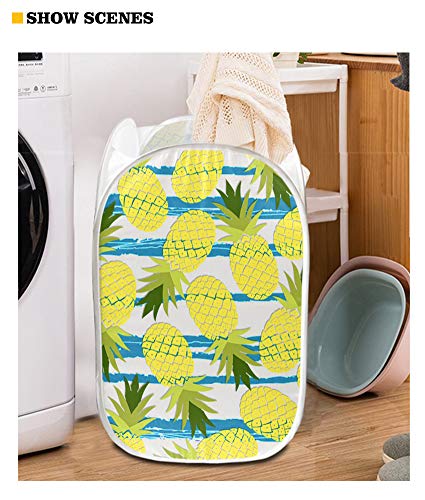 Frestree Pop Up Laundry Hamper for Bedroom Livingroom Bathroom Kids Adults Clothes Big Storage Basket Ocean Octopus Print Foldable Home Decor