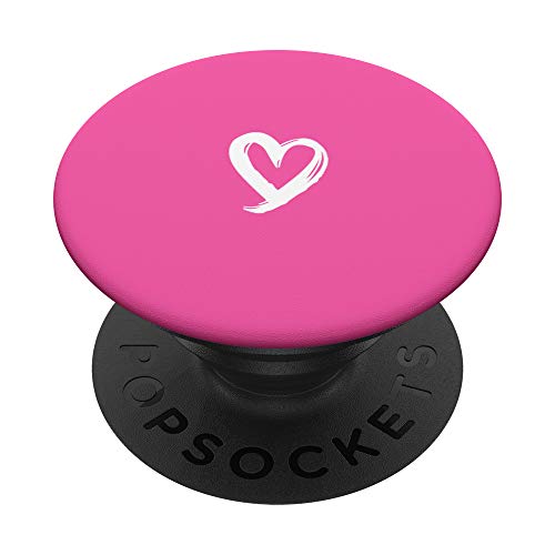 White Minimalist Heart Pink PopSockets Swappable PopGrip