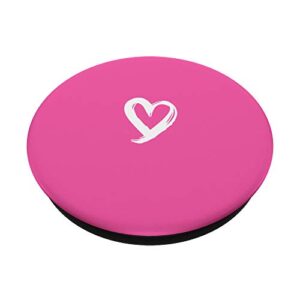 White Minimalist Heart Pink PopSockets Swappable PopGrip