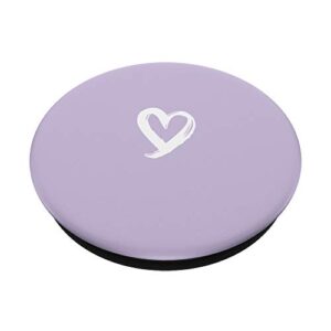 White Minimalist Heart Light Pastel Purple PopSockets Swappable PopGrip