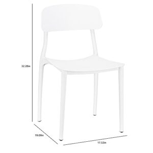 CangLong Slat Back PP Plastic Dining Chairs, Set of 2, White