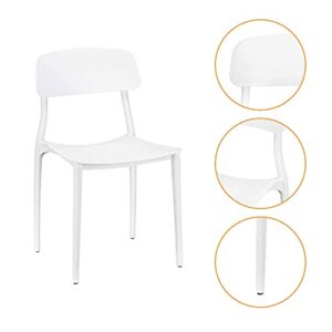 CangLong Slat Back PP Plastic Dining Chairs, Set of 2, White