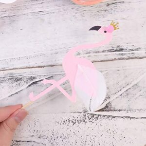 Amosfun Hawaiian Theme Cake Toppers Flamingo Cake Picks Monstera Cake Decoration Party Dessert Insert Favor (Monstera and Flamingo) for Party Cake Decortion