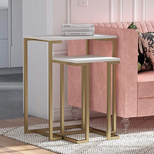 CosmoLiving Cosmopolitan Camila Laptop Desk, White Nesting Tables