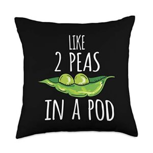fresan - vegetarian humor vegan with twins like 2 peas in a pod vegan humor funny announcement throw pillow, 18x18, multicolor