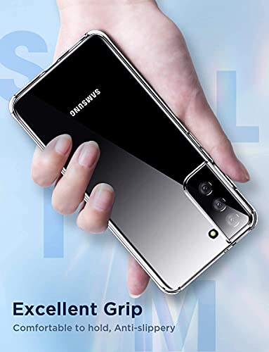 Humixx Crystal Clear for Samsung Galaxy S21 Case, [Never Yellow][Military Grade Shockproof] Galaxy S21 Case Soft TPU Slim Fit Yet Protective Samsung S21 Case 5G 6.2" - Clear