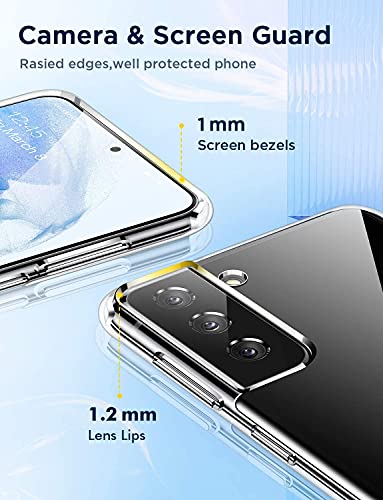 Humixx Crystal Clear for Samsung Galaxy S21 Case, [Never Yellow][Military Grade Shockproof] Galaxy S21 Case Soft TPU Slim Fit Yet Protective Samsung S21 Case 5G 6.2" - Clear