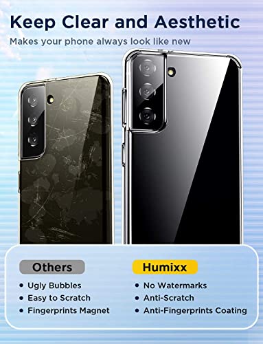 Humixx Crystal Clear for Samsung Galaxy S21 Case, [Never Yellow][Military Grade Shockproof] Galaxy S21 Case Soft TPU Slim Fit Yet Protective Samsung S21 Case 5G 6.2" - Clear