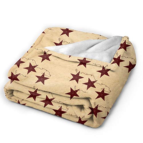 NiYoung Cozy Blanket Novelty Blanket for Your Family Watch A Movie Together Lying On Couch (Brown Vintage Rusty Stars Primitive Country R-1, 60"x50")