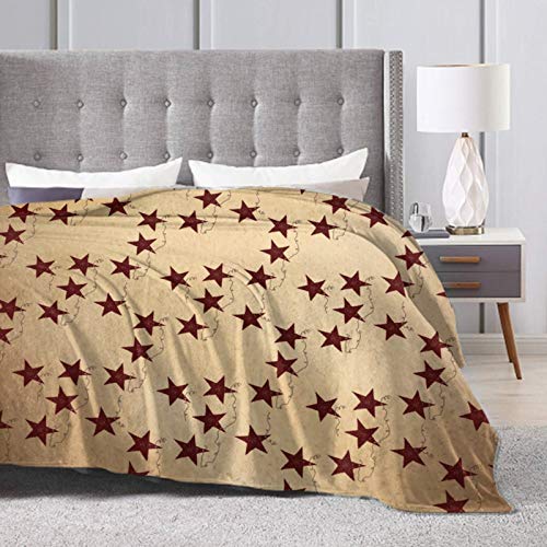 NiYoung Cozy Blanket Novelty Blanket for Your Family Watch A Movie Together Lying On Couch (Brown Vintage Rusty Stars Primitive Country R-1, 60"x50")