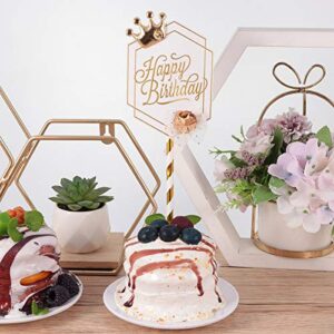 Amosfun Crown Cake Toppers Hexagon Cake Inserts Elegant Cupcake Decor Party Supplies (White+ Black) for Party Cake Decortion