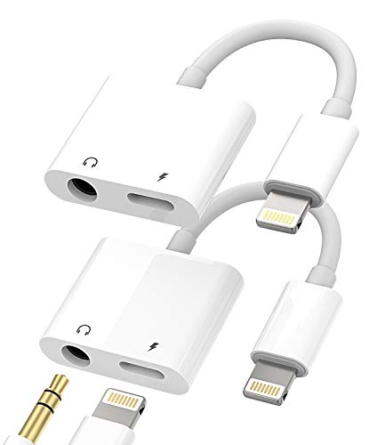 Headphone Adapter Lightning to 3.5mm AUX Audio Jack and Charger Extender Dongle Earphone Headset Splitter Compatible with iPhone 11 12 Mini pro max xs xr x se2 7 8 Plus for Ipad Air Y Cable Converter