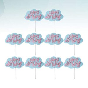 Amosfun Blue Paper Cake Toppers Cloud Design Cake Picks Birthday Cupcake Decoration Party Dessert Fruit Insert Favor for Party Cake Decortion