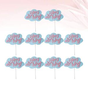Amosfun Blue Paper Cake Toppers Cloud Design Cake Picks Birthday Cupcake Decoration Party Dessert Fruit Insert Favor for Party Cake Decortion