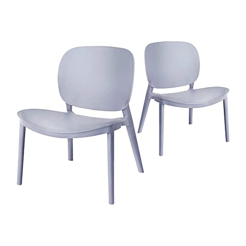 CangLong PP Dining Chair Armless Dining Side Chair for Dining, Living Room,Bedroom, Kitchen, Set of 2, Gray