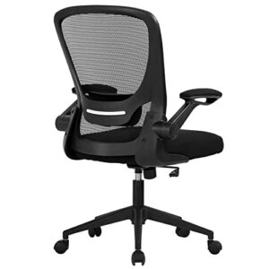 home office chair ergonomic desk chair mesh computer chair swivel rolling executive task chair with lumbar support arms mid back adjustable chair for men adults, black