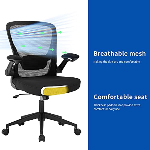 Home Office Chair Ergonomic Desk Chair Mesh Computer Chair Swivel Rolling Executive Task Chair with Lumbar Support Arms Mid Back Adjustable Chair for Men Adults, Black