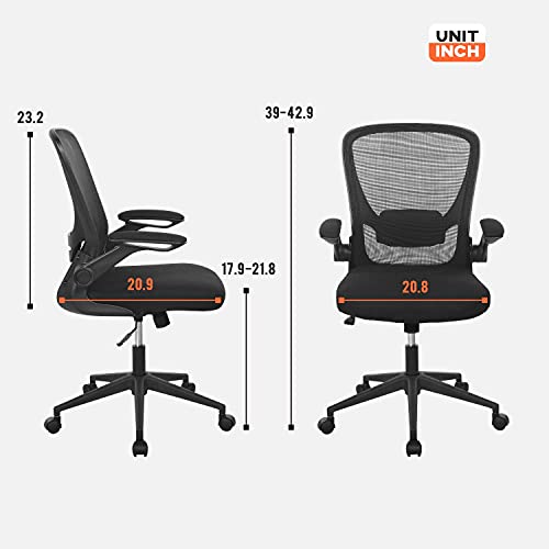 Home Office Chair Ergonomic Desk Chair Mesh Computer Chair Swivel Rolling Executive Task Chair with Lumbar Support Arms Mid Back Adjustable Chair for Men Adults, Black