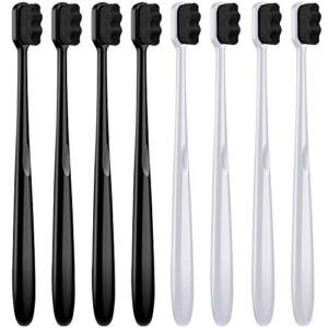 patelai 8 pieces soft toothbrush micro nano extra soft bristles manual soft toothbrush with 20,000 bristles for teeth oral gum recession adults kids child (black, white handle with black bristle)