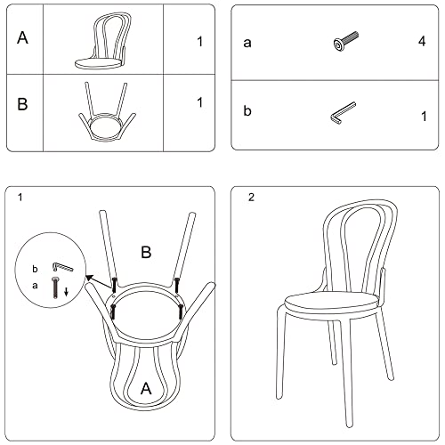 CangLong French Dining Bars, Cafes, Restaurant, Plastic Chair, Set of 1, White