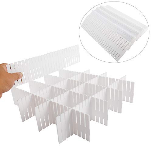 RealPlus 40 Pack of Drawer Dividers Adjustable Drawer Storage Organizer for Closet,Office Desk,Kitchen Storage,Dresser,Makeup Tools,Socks