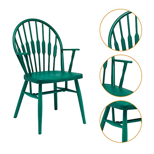 CangLong PP Plastic, Leisure Negotiation Backrest Arm Side, Kitchen Breakfast Counter Conservatory Cafe Pub, Living Room, Bedroom Dining Chairs, set of 2, Green 2