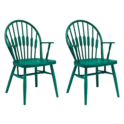 CangLong PP Plastic, Leisure Negotiation Backrest Arm Side, Kitchen Breakfast Counter Conservatory Cafe Pub, Living Room, Bedroom Dining Chairs, set of 2, Green 2