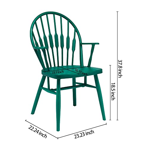 CangLong PP Plastic, Leisure Negotiation Backrest Arm Side, Kitchen Breakfast Counter Conservatory Cafe Pub, Living Room, Bedroom Dining Chairs, set of 2, Green 2