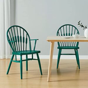 CangLong PP Plastic, Leisure Negotiation Backrest Arm Side, Kitchen Breakfast Counter Conservatory Cafe Pub, Living Room, Bedroom Dining Chairs, set of 2, Green 2