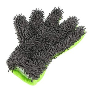 x autohaux green gray car wash mitt microfiber five finger glove double sided dirt washing tool