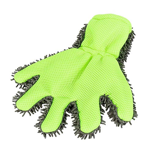 X AUTOHAUX Green Gray Car Wash Mitt Microfiber Five Finger Glove Double Sided Dirt Washing Tool