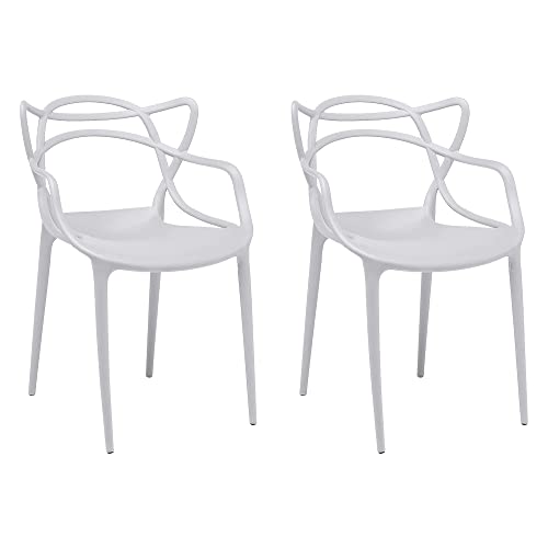 CangLong Cross Back Dining Chair Casual Chair for Restaurants, Cafes, Kitchens, Dining Rooms Set of 2, Gray