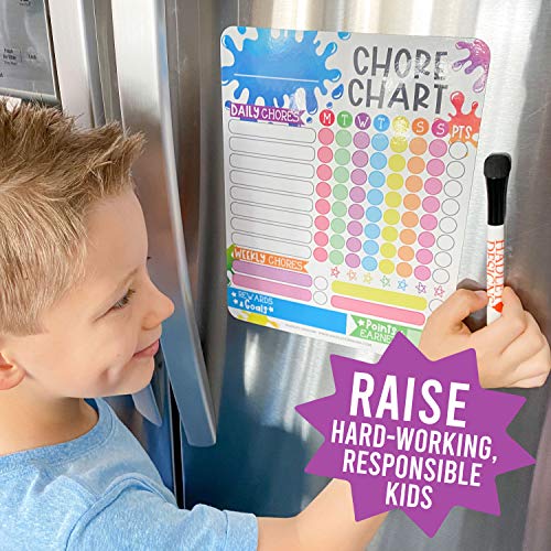 Slime Kids Chore Chart Magnetic, Reward Chart for Kids, Good Behavior Chart for Kids at Home, My Responsibility Chart for Kids, Magnetic Reward Chart for kids Behavior, Color Chore Chart for One Child