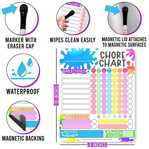 Slime Kids Chore Chart Magnetic, Reward Chart for Kids, Good Behavior Chart for Kids at Home, My Responsibility Chart for Kids, Magnetic Reward Chart for kids Behavior, Color Chore Chart for One Child
