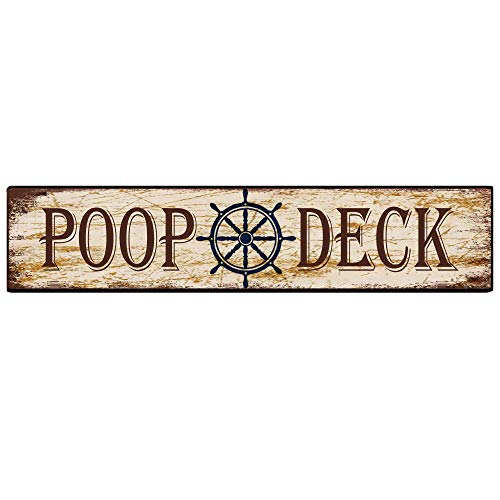 Poop Deck Street Sign Aluminum Metal Plaque Rustic Tin Sign Retro Wall Decor 4x16 in / 10x40 cm