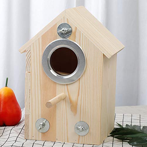 YARDWE Wooden Bird Nest Box Bird House Parrot Breeding Box Cage Wood Bird Nest for Budgie Parakeet Cockatiel Conure Canary Finch Dove Lovebird