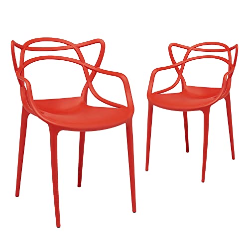 CangLong Cross Back Dining Chair Casual Chair for Restaurants, Cafes, Kitchens, Dining Rooms Set of 2, Rust