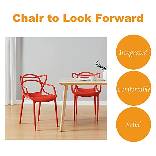 CangLong Cross Back Dining Chair Casual Chair for Restaurants, Cafes, Kitchens, Dining Rooms Set of 2, Rust