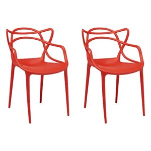 CangLong Cross Back Dining Chair Casual Chair for Restaurants, Cafes, Kitchens, Dining Rooms Set of 2, Rust